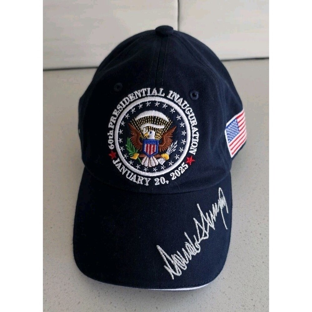 TRUMP Hat Blue Eagle SEAL MAGA Signature Trucker 2025 Inaguration 45 - 47